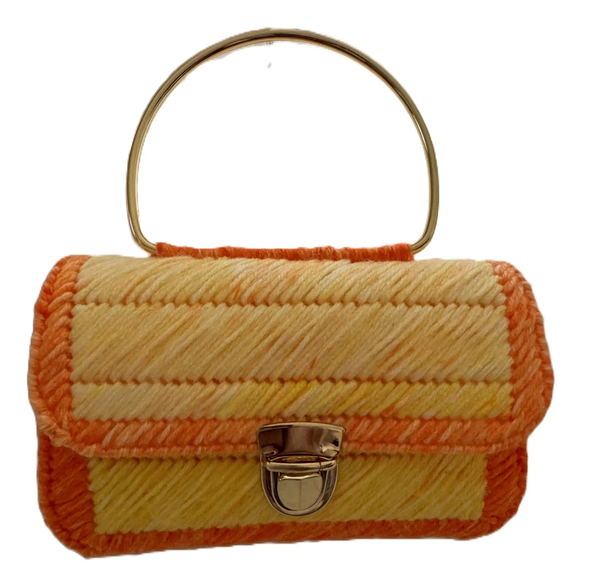 7" Orange and Yellow Top Handle purse