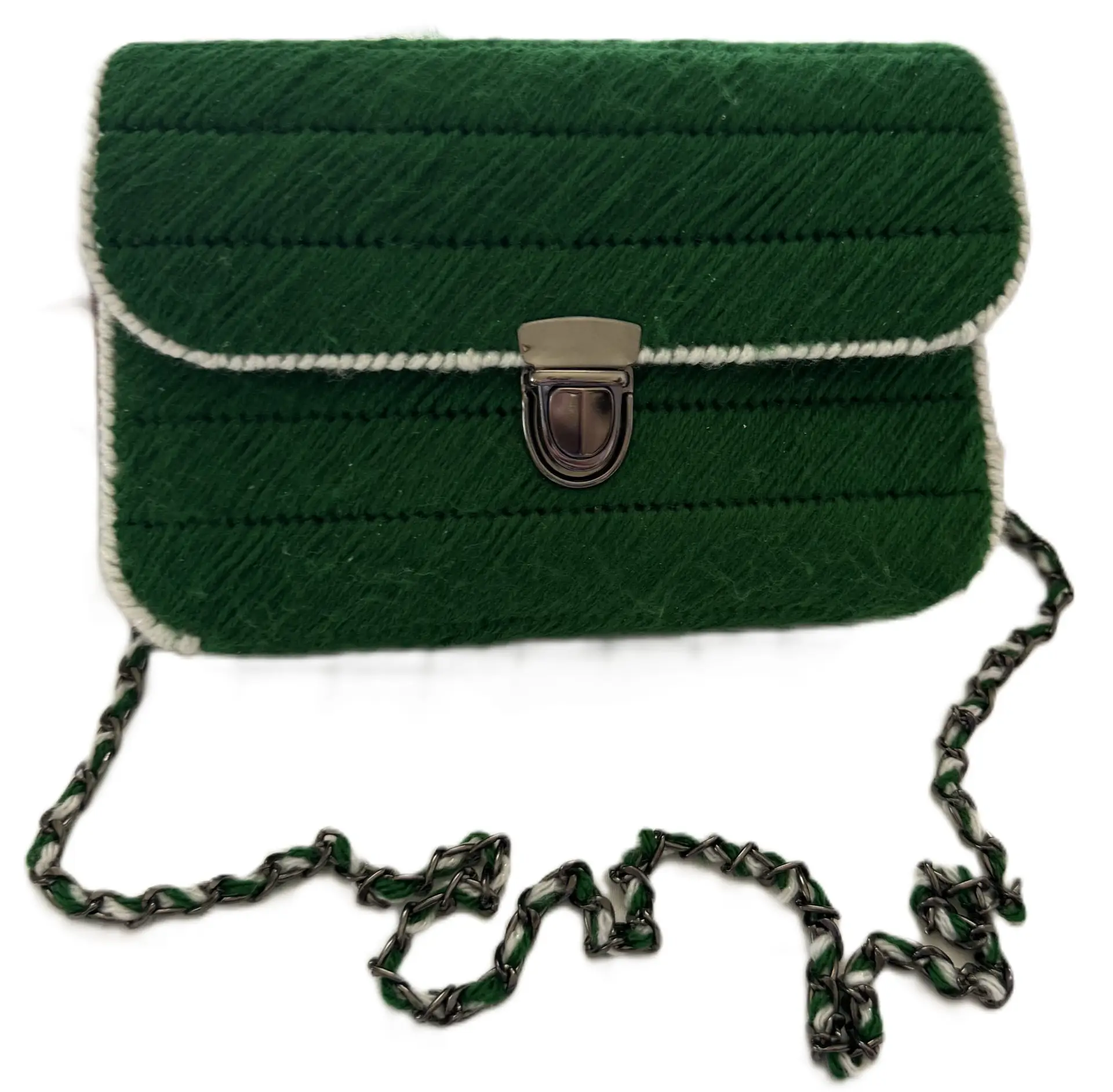 11" Green and Silver Crossbody Purse